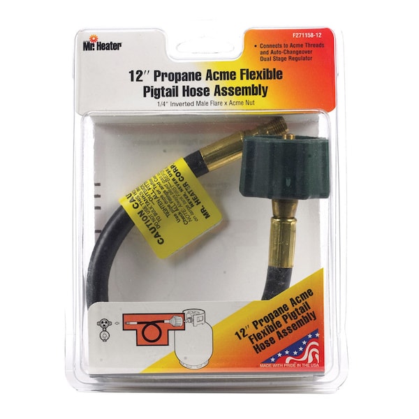 Mr. Heater Mr. Heater 1/4 in. D X 12 in. L Brass/Plastic Acme Nut x Inverted Male Flare Hose Assembly F271158-12 - main